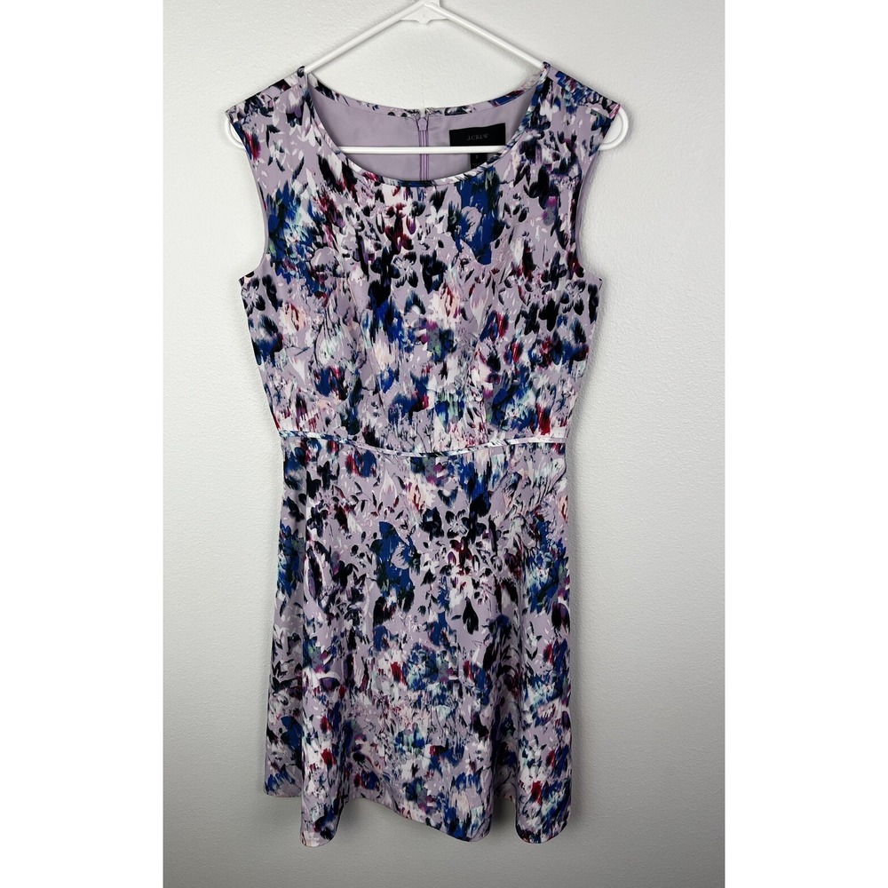 J. Crew Light Purple Floral‎ Sleeveless A Line Dress Lined Size 2